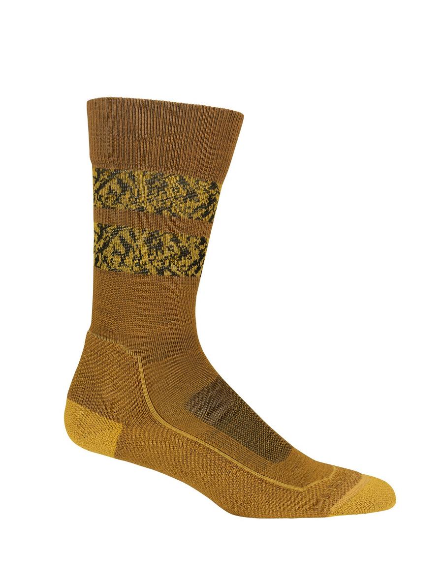 Chaussettes Icebreaker Merino Hike+ Light Crew Natural Summit Femme Doré | FR 1402KORI